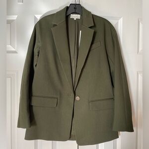 🍏NWT Vince Dark green olive cotton blazer jacket in size S